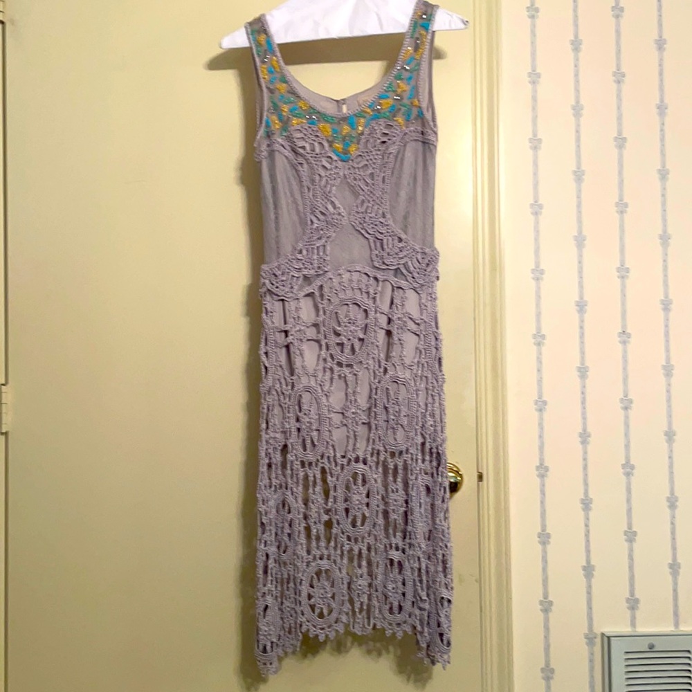 Free People Limited Edition Hand Beaded/Crochet Dress